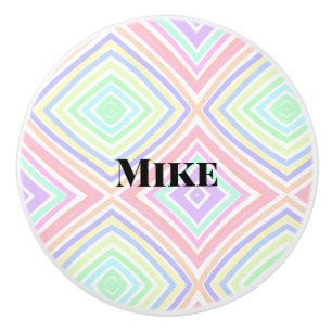 Back to school colourful stripes rainbow add name ceramic knob