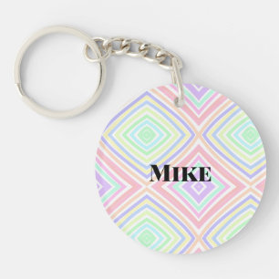 Back to school colourful stripes rainbow add name key ring