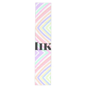 Back to school colourful stripes rainbow add name medium table runner