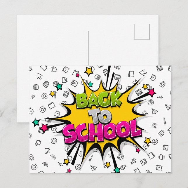 Back to School Comic Pop Art Postcard (Front/Back)