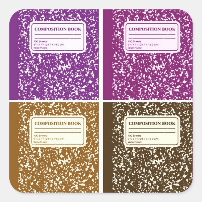 Back to School/Composition Notebook Square Sticker (Front)