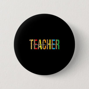 Back To School Computer Science Teacher Leopard Ad 6 Cm Round Badge