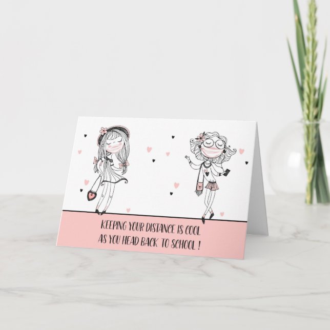 Back to School Cool Teen Girls with Covid 19 Masks Card (Front)