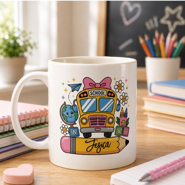 Back to School Coquette Custom Name Coffee Mug (Back to School Coquette Custom Name Coffee Mug)