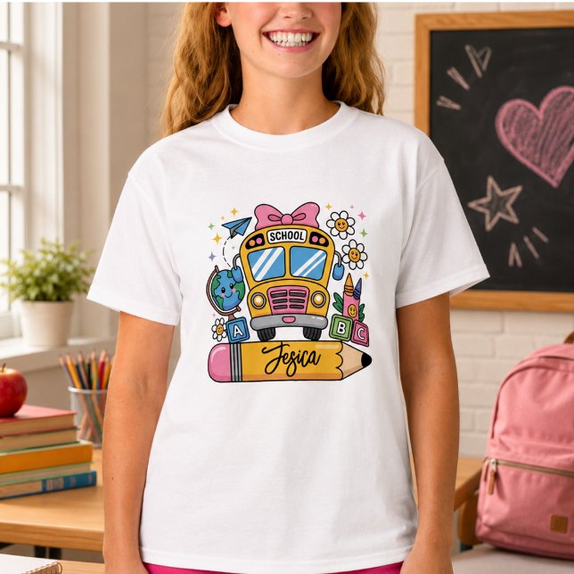 Back to School Coquette Custom Name T-Shirt (Back to School Coquette Custom Name T-Shirt)
