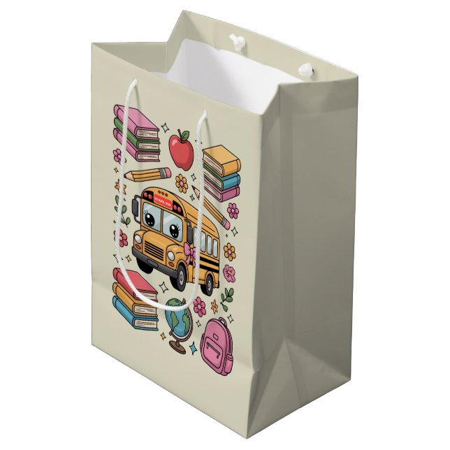 Back to School Coquette Teacher Kindergarten PreK  Medium Gift Bag (Front Angled)