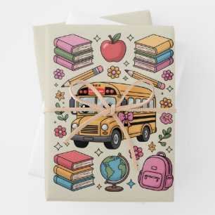 Back to School Coquette Teacher Kindergarten PreK  Wrapping Paper Sheet