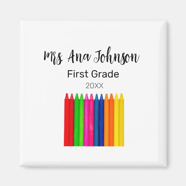 Back to school crayons add name grade class year magnet (Front)