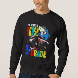 Back To School Crush 5th Grade Gamer Shark Monster Sweatshirt