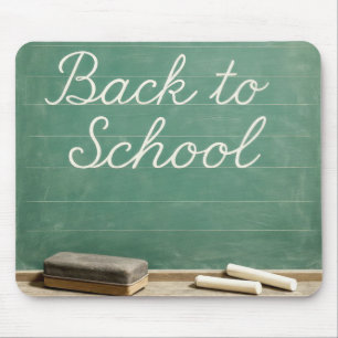 Back To School Cursive Text On Green Chalkboard Mouse Mat