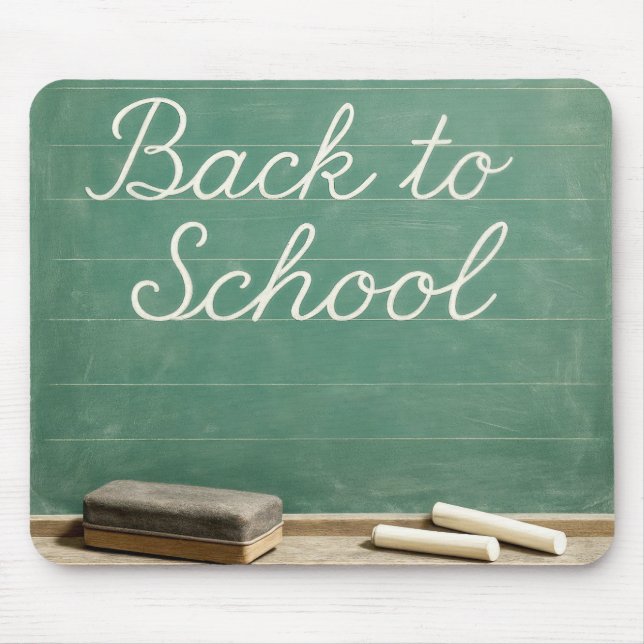 Back To School Cursive Text On Green Chalkboard Mouse Mat (Front)