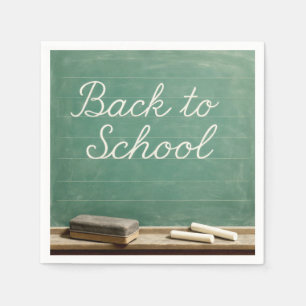 Back To School Cursive Text On Green Chalkboard Napkin