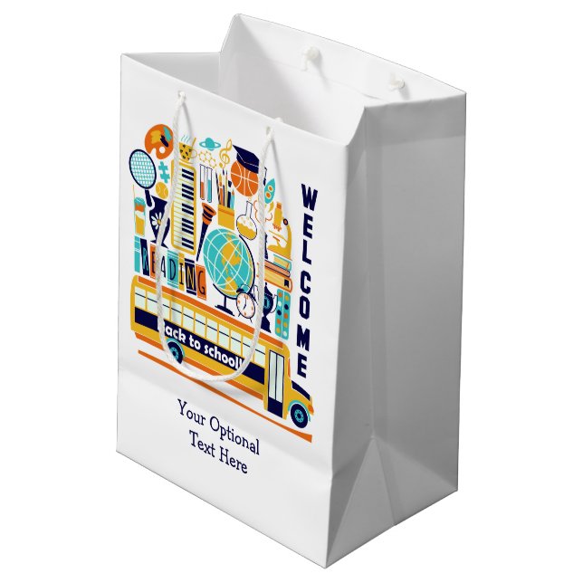 Back to School custom text medium gift bag (Back Angled)