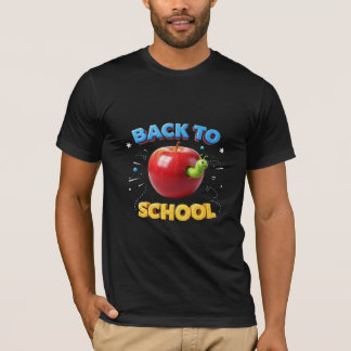 Back to School Cute Apple & Bookworm 3D Design T-Shirt