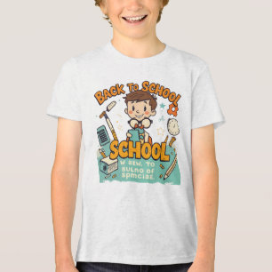 Back to School Cute Cartoon Student Illustration Tri-Blend Shirt