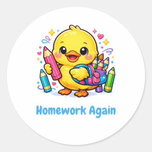 Back to School Cute Chick Funny Sticker Gift