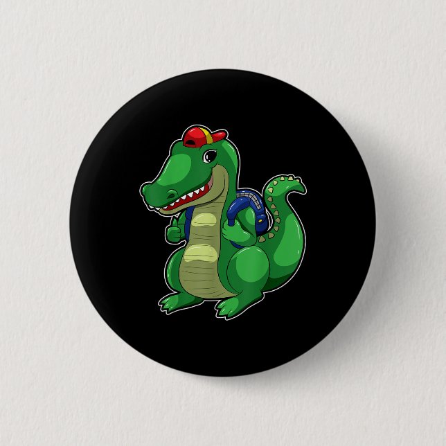 Back To School Cute Crocodile Funny Croc Backpack  6 Cm Round Badge (Front)