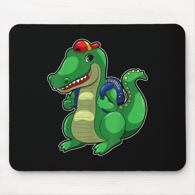 Back To School Cute Crocodile Funny Croc Backpack  Mouse Mat (Front)