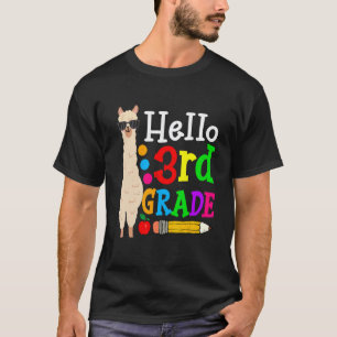 Back To School Cute Hello 3rd Grade Llama First Da T-Shirt