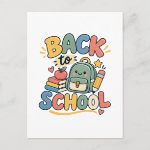 Back to School Cute Kawaii School Supplies Postcard