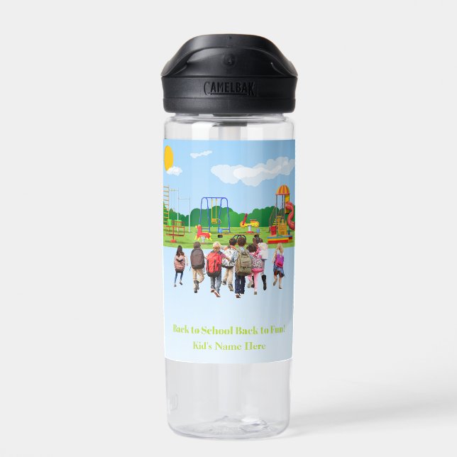Back to School Cute Kids Student  Water Bottle (Back)