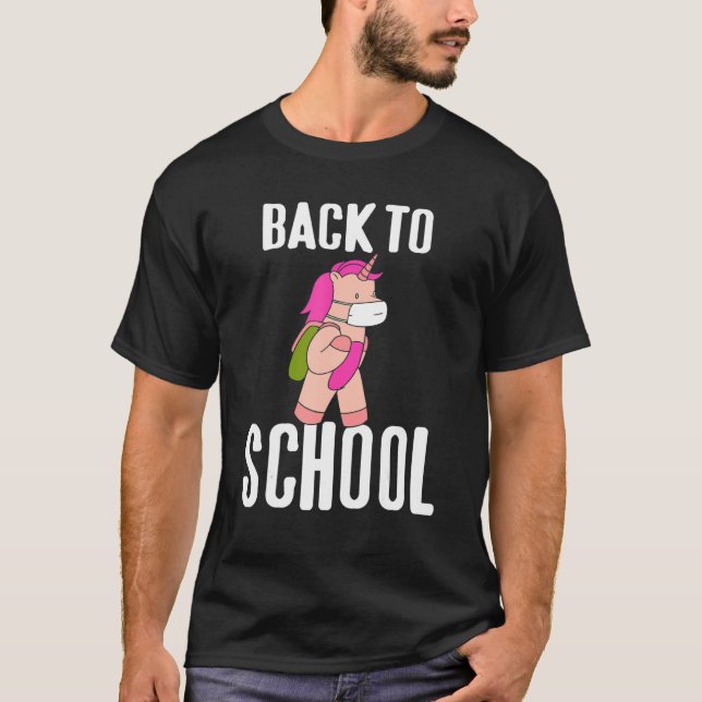 Back To School Cute Masked Unicorn Designs Present T-Shirt (Front)