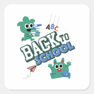 Back to School Cute Monster Adventure Square Sticker
