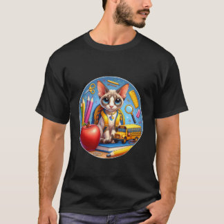 Back To School Devon Rex Cat Boys Girls Student Ki T-Shirt