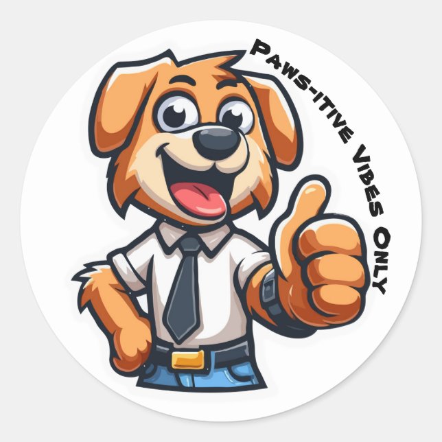 Back to School Dog Cheerful Cartoon Pup  Classic Round Sticker (Front)