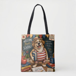 Back to School Dog PNG, Cute Teacher Dog design Tote Bag