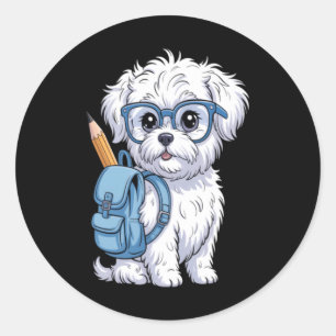 Back To School Dog Puppy First Day Classic Round Sticker