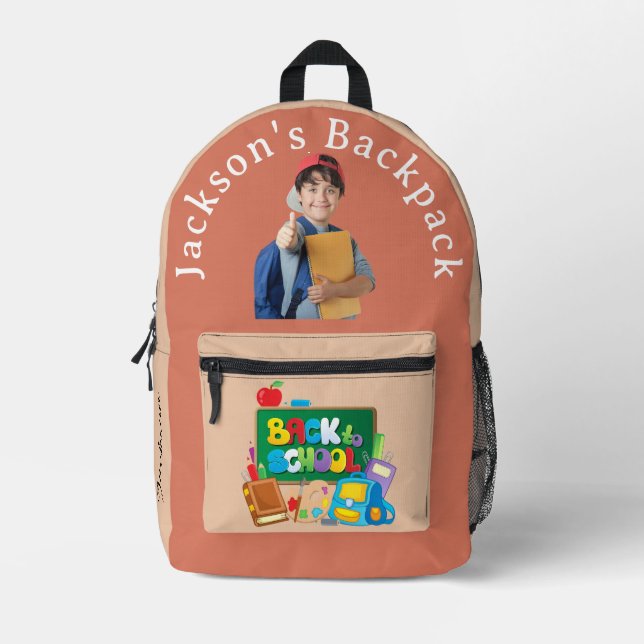 Back to School Dusty Peach Printed Backpack (Front)