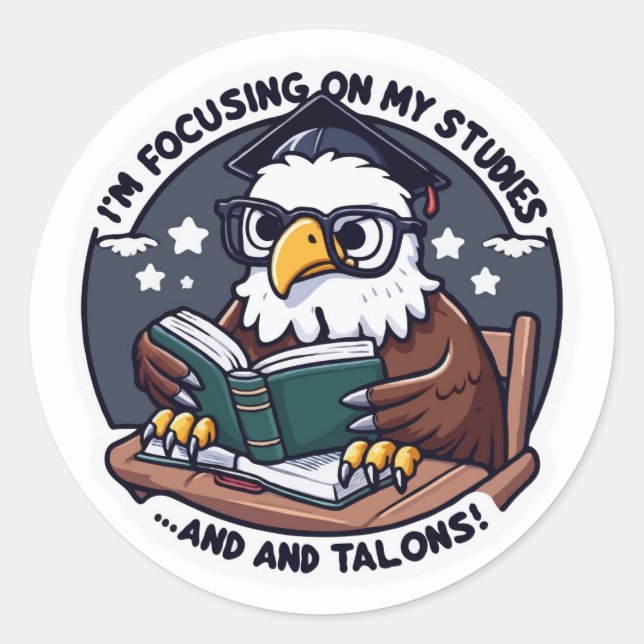 Back to School Eagle Sticker – Funny Study (Front)