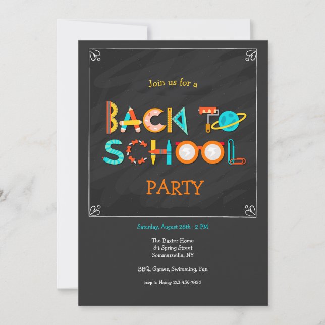 Back To School Elements Party Invitation (Front)