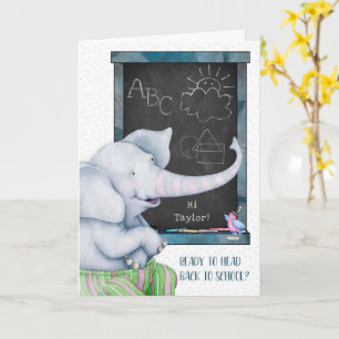 Back to School Elephant Chalkboard Personalise Card