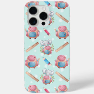 Back to School Elephant Pattern iPhone 15 Pro Max Case