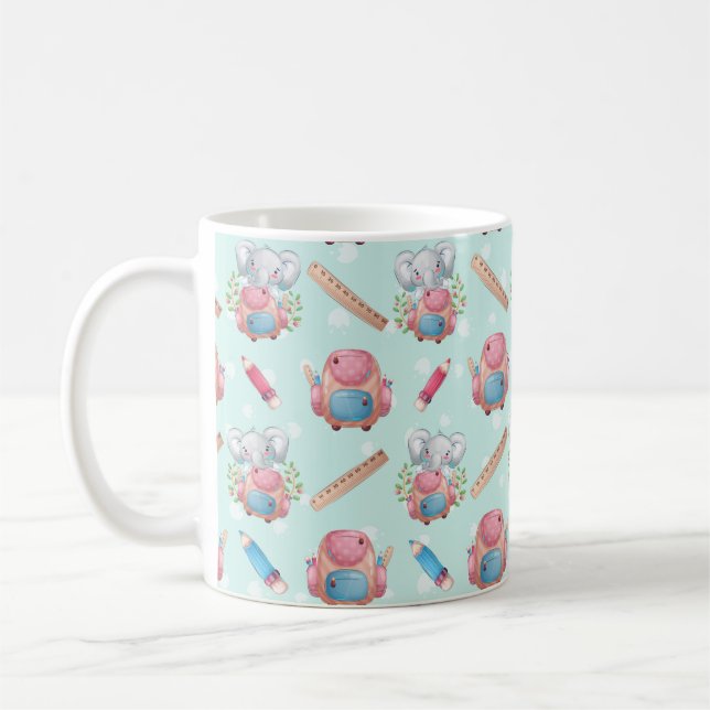 Back to School Elephant Pattern Coffee Mug (Left)