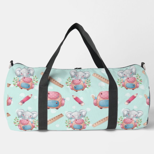 Back to School Elephant Pattern Duffle Bag (Front)