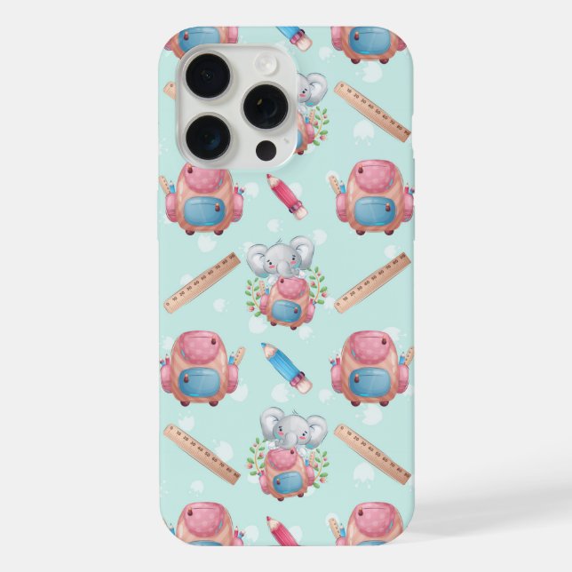 Back to School Elephant Pattern iPhone Case (Back)