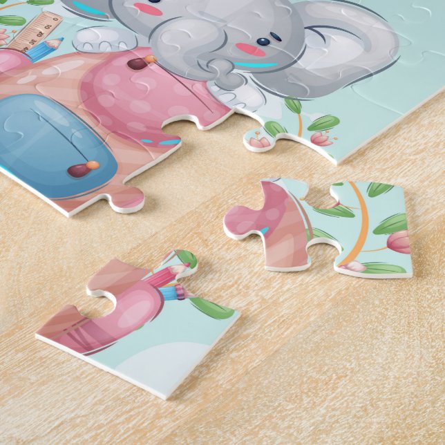 Back to School Elephant Pattern Jigsaw Puzzle (Side)