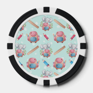Back to School Elephant Pattern Poker Chips