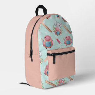Back to School Elephant Pattern Printed Backpack