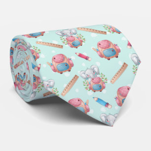 Back to School Elephant Pattern Tie