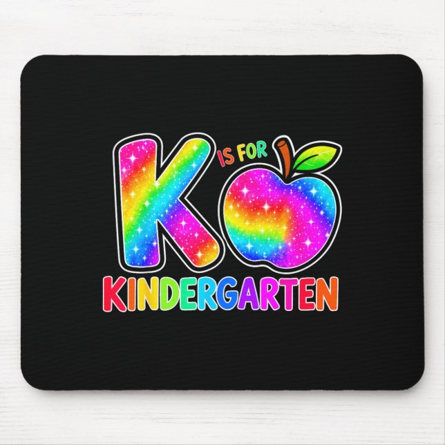 Back to school f is for kindergarten rainbow kid  mouse mat (Front)