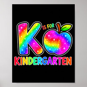Back to school f is for kindergarten rainbow kid poster