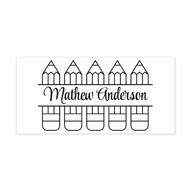 Back to School Family Name Theme Rubber Stamp (Imprint)