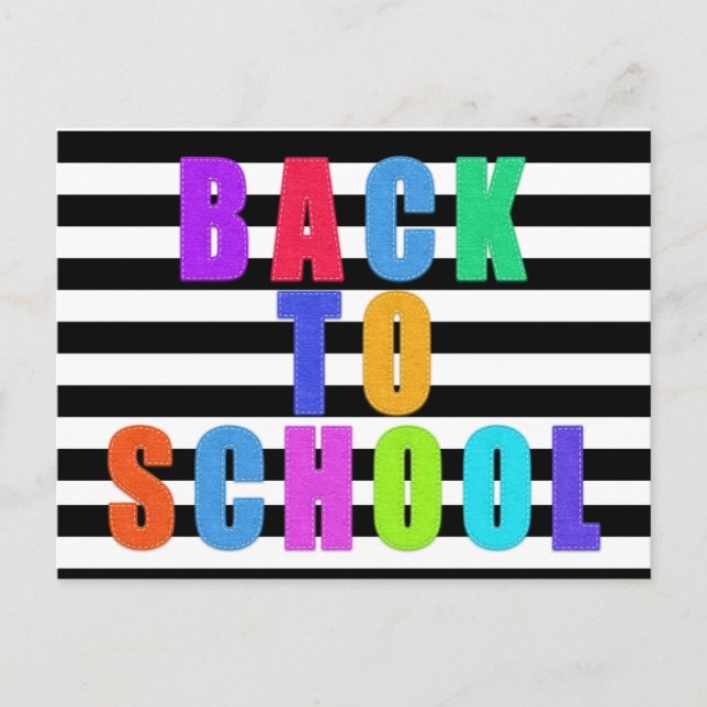 Back To School | Faux Felt with Stitching Announcement Postcard (Front)
