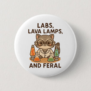 Back To School Feral Science Teacher Racoon Labs 6 Cm Round Badge