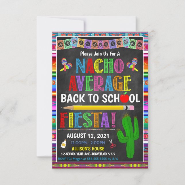 Back To School Fiesta Party Invitation (Front)