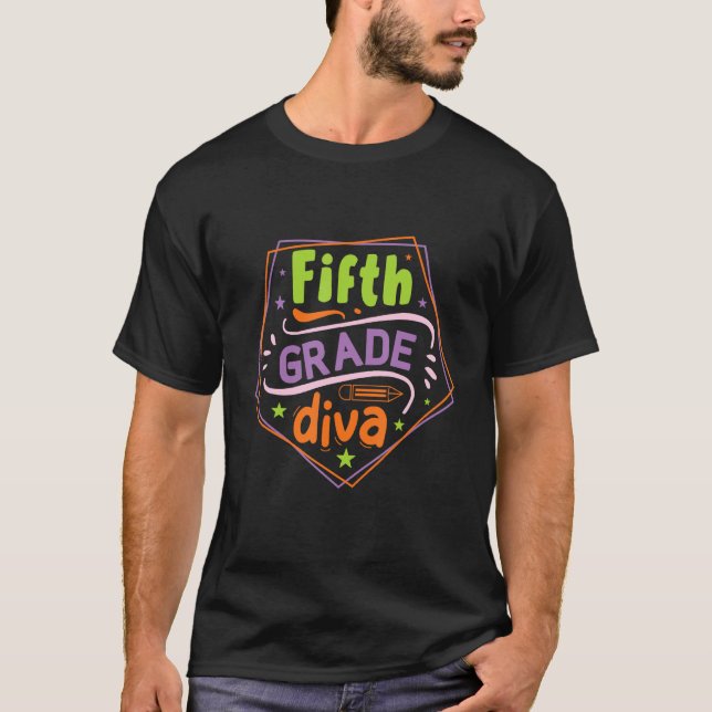 Back to School Fifth 5th Grade Diva T-Shirt (Front)